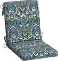 ARDEN Outdoor Dining Chair Cushion, 20 x 20, Rain-Proof, Fade Resistant, Sapphire Aurora Blue Damask