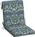 Arden Outdoor Dining Chair Cushion, 2 Pack, 20 x 20, Rain-Proof, Fade Resistant, Sapphire Aurora Blue Damask