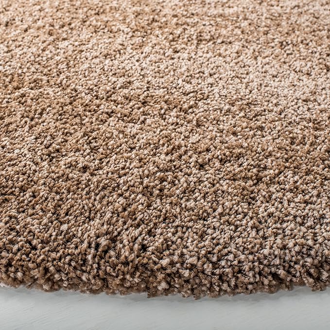 SAFAVIEH Milan Shag Collection 5'1" Round Dark Beige SG180 Solid Non-Shedding Living Room Bedroom Dining Room Entryway Plush 2-inch Thick Area Rug
