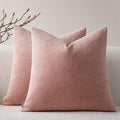 a moment Pack of 2 Decorative Chenille Throw Pillow Covers with Twill Cushion Covers for Sofa Living Room Couch Bed 18x18 Inch Blush Pink