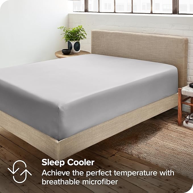 Bare Home 5-Pack Fitted Bottom Ultra-Soft Sheets Queen - Premium 1800 Ultra-Soft Microfiber - Deep Pocket (Queen, Light Grey)