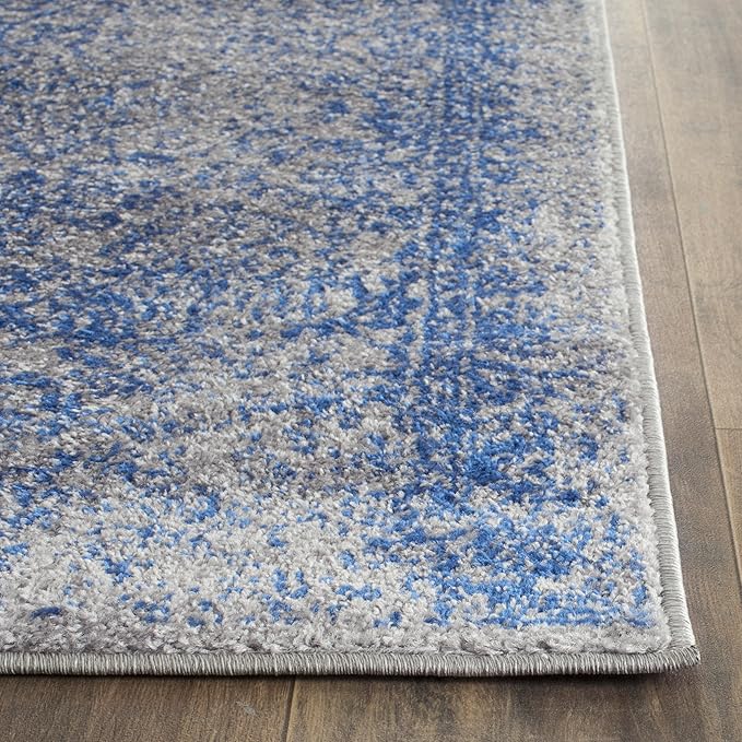 SAFAVIEH Adirondack Collection Runner Rug - 2'6" x 16', Grey & Blue, Distressed Vintage Floral Design, Non-Shedding & Easy to Clean, Ideal for Hallway, Foyer, Entryway, Bedroom (ADR109A)