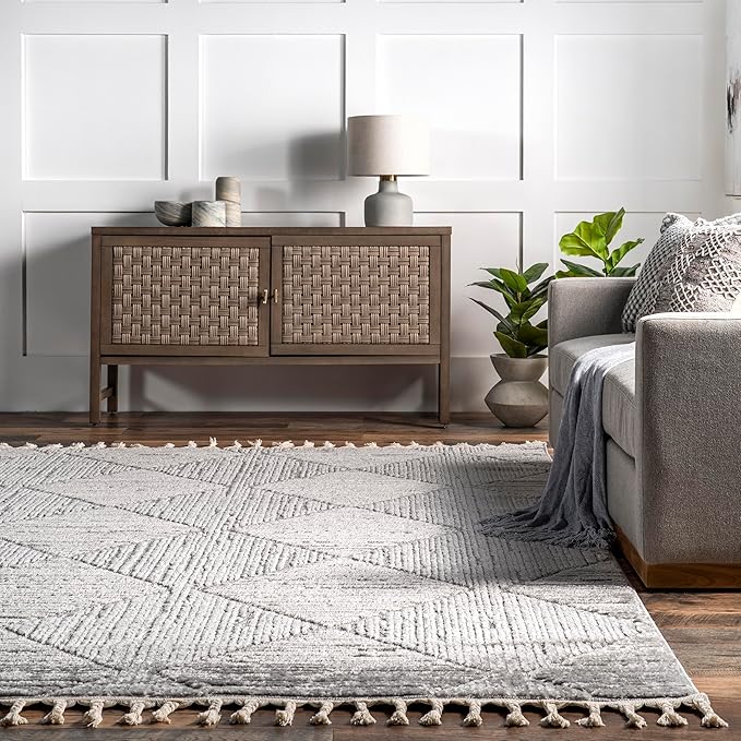 nuLOOM Kerry Light Grey, 2' x 3', Geometric, Soft and Cozy, High Traffic, Stain Resistant, Easy Clean, Durable Area Rug for Bedroom, Living Room, Dining Space, Den, Foyer, Entryway