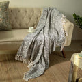 100% Pure Cotton Handblock Printed Throw Blanket, Soft 50" x 60" Fringed Floral Print Throw for Couch, Sofa, Chair, Bed - Cozy, Machine Washable, Comfortable Home Decor