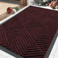 Smiry Front Door Mat Outside Entrance, Heavy Duty Sturdy Natural Rubber Doormat, Trap Dirt and Moisture, Easy Clean Low Profile Mats for Indoor Outdoor Entry, Irregular Triangle (29.5x17, Dark Red)