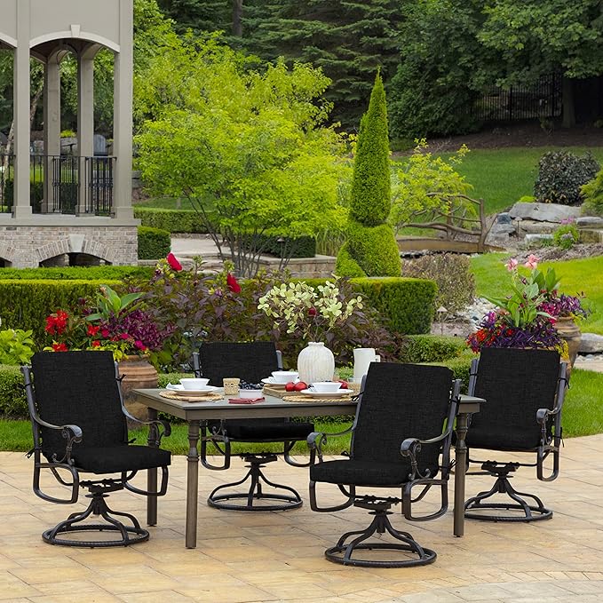 ARDEN Outdoor Dining Chair Cushion, 20 x 20, Rain-Proof, Fade Resistant, Black Leala