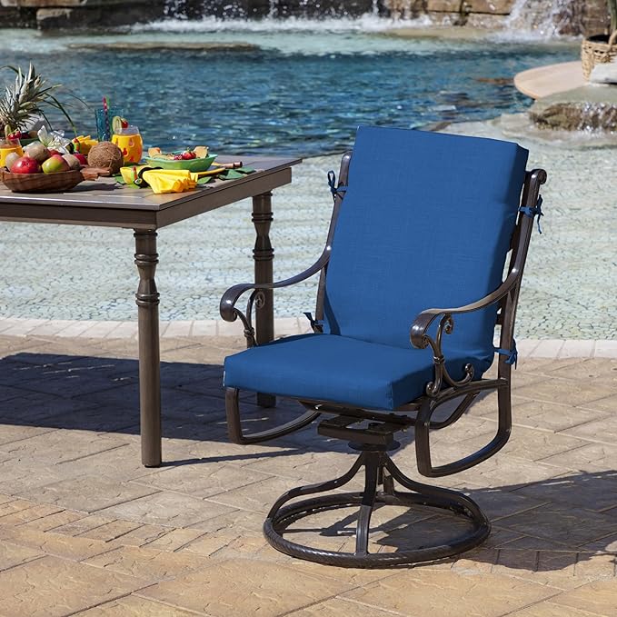 Arden Outdoor Dining Chair Cushion, 20 x 20, Rain-Proof, Fade Resistant, Cobalt Blue Texture