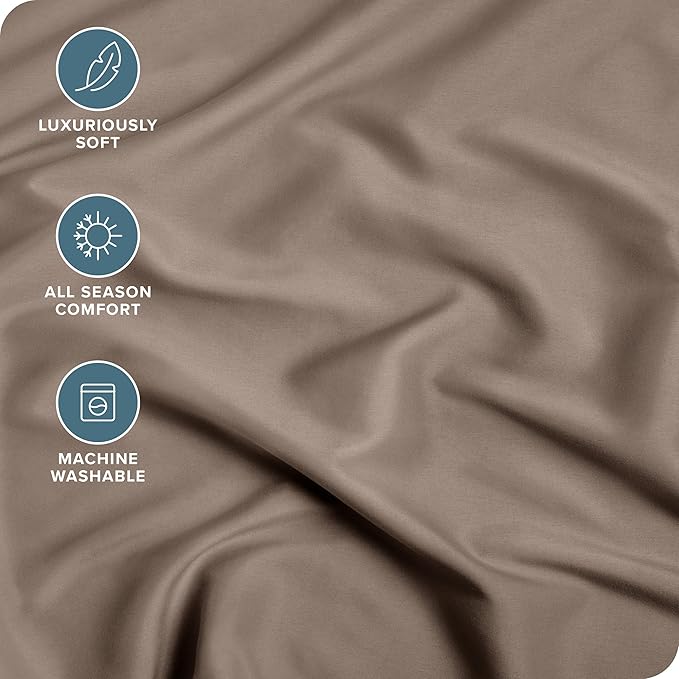 Bare Home Fitted Bottom Sheet Full Size - Premium 1800 Microfiber - Ultra-Soft Hotel Luxury - Deep Pocket - Durable and Long Lasting (Full, Taupe)