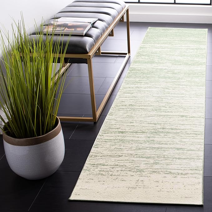 Safavieh Adirondack Collection Runner Rug - 2'6" x 10', Sage & Ivory, Modern Ombre Design, Non Shedding & Easy to Clean, Ideal for Hallway, Foyer, Kitchen, Entryway, Bedroom (ADR113X)