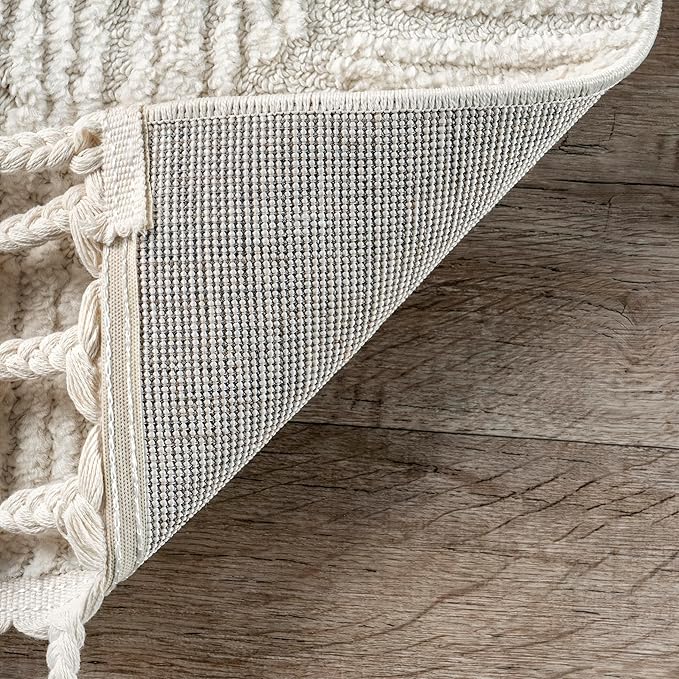 nuLOOM Kerry Cream, 2'6" x 6', Geometric, Soft and Cozy, High Traffic, Stain Resistant, Easy Clean, Durable Runner for Bedroom, Living Room, Dining Space, Den, Foyer, Entryway