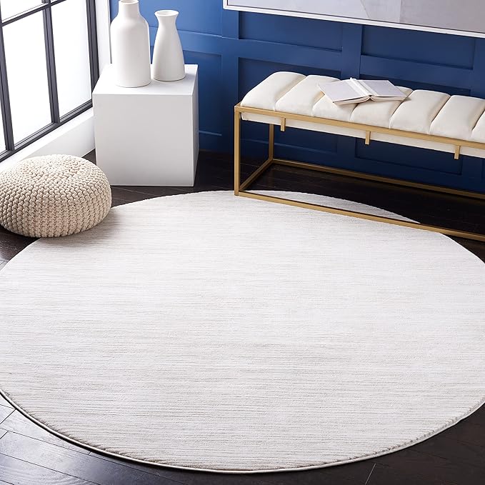 SAFAVIEH Vision Collection Area Rug - 3' Round, Ivory, Modern Ombre Design, Non-Shedding & Easy to Clean, Ideal for Foyer, Entryway, Bedroom, Accent Space (VSN606J)