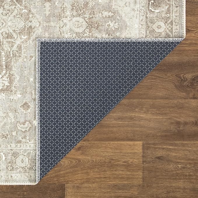 Bloom Rugs Washable Non-Slip 8' x 10' Rug - Beige/Gray Traditional Area Rug for Living Room, Bedroom, Dining Room, and Kitchen - Exact Size: 8' x 10'