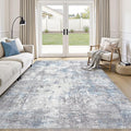 Washable 6X9 Area Rug: Modern Abstract Soft Non-Slip Indoor Rugs Home Decor - Low Pile Stain Resistant Carpet for Living Room Bedroom Dining Room Playroom Office(Blue Grey 6'x9')