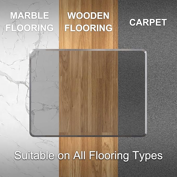 Beveled Edge Irregular Office Chair Mat for Carpet or Hardwood Floor Crystal Grey 36" x 48" for a Smooth Glide and Easy Roll On/Off, Heavy Duty and Non-Slip Floor Chair Mat