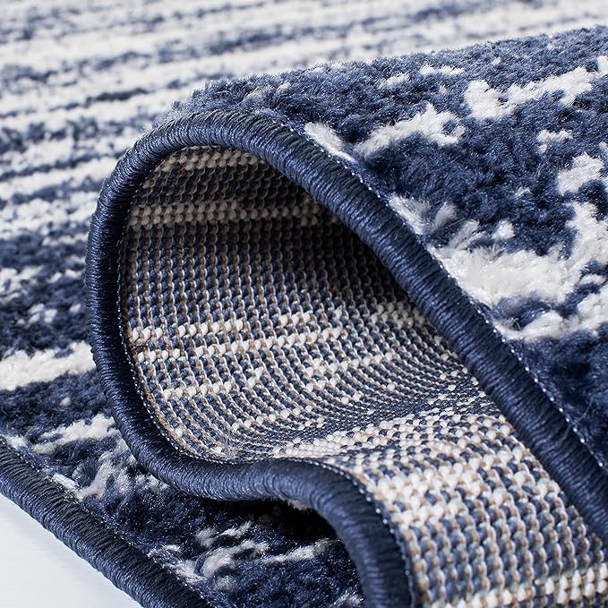 SAFAVIEH Adirondack Collection Runner Rug - 2'6" x 8', Navy & Ivory, Modern Ombre Design, Non Shedding & Easy to Clean, Ideal for Hallway, Foyer, Kitchen, Entryway, Bedroom (ADR113N)