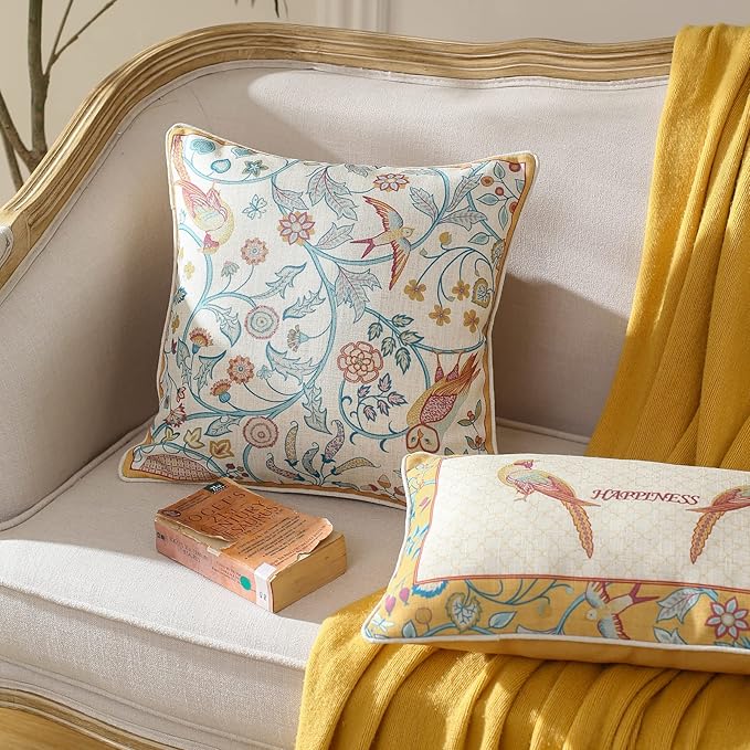 patdrea Linen Decorative Throw Pillow Covers Set Soft Durable Cushion Cases Pillowcase for Couch Bedroom Car Living Room 18"x 18"