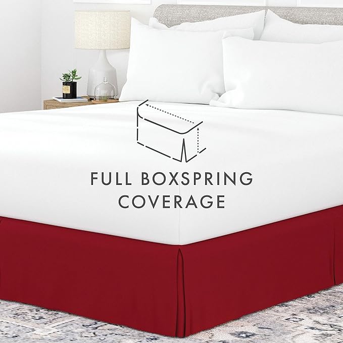 Linen Market Bed Skirt - Ultra Soft Microfiber - Easy Fit with 14 Inch Tailored Drop - Hotel Quality, Shrinkage & Fade Resistant - Bed Cover - Queen Bed Set - Bedroom Décor - (Queen, Burgundy)