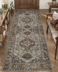 Tangsoo 2x5 Washable Runner Rug for Hallways, Non Slip Vintage Runner Rug, Soft Low Pile Long Rug Runner, Print Distressed Carpet Runners for Kitchen Bedroom Entryway Bathroom Living Room Grey