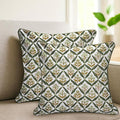 SheetKart Pure Cotton Throw Pillow Covers - Set of 2 - Hand Block Pure Cotton Printed Boho Decorative Pillow Covers - Cushion Covers for Living Room, Bohemian Theme, 19 x 19 Inches, Sagewood Olive