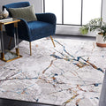 SAFAVIEH Amelia Collection Accent Rug - 4'5" x 6'5", Grey & Blue Gold, Modern Abstract Design, Non-Shedding & Easy Care, Ideal for High Traffic Areas in Entryway, Living Room, Bedroom (ALA293M)