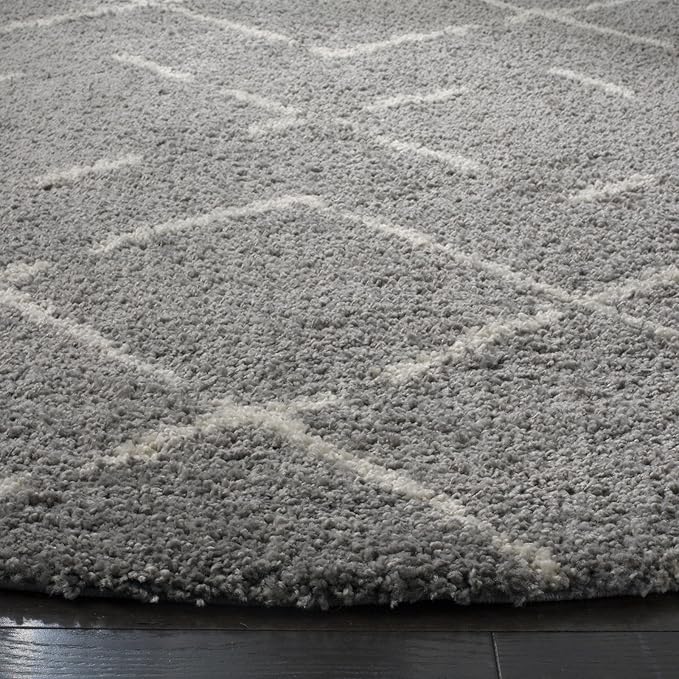 SAFAVIEH Arizona Shag Collection Area Rug - 3'2" x 5', Grey & Ivory, Moroccan Design, Non-Shedding & Easy to Clean, Ideal for Living Room, Bedroom, Dining Space (ASG743D)