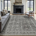Vintage Area Rug 8x10 Black Washable Living Room Large Carpet Non Slip Bedroom Indoor Office Low Pile Traditional Distressed Retro Accent Rug for Dining Room