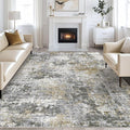 Abstract Living Room Rug 8x10 - Modern Washable Soft Thin Area Rug for Living Room Bedroom Under Dining Table - Neutral Indoor Floor Rug Carpets for Home Office Playroom Nursery - Black Gold