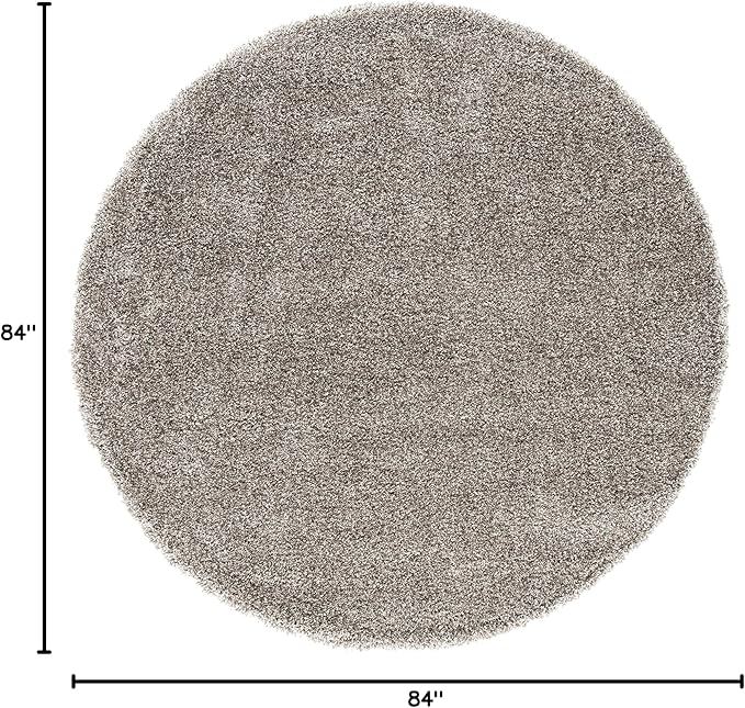 SAFAVIEH Milan Shag Collection 7' Round Grey SG180 Solid Non-Shedding Living Room Bedroom Dining Room Entryway Plush 2-inch Thick Area Rug