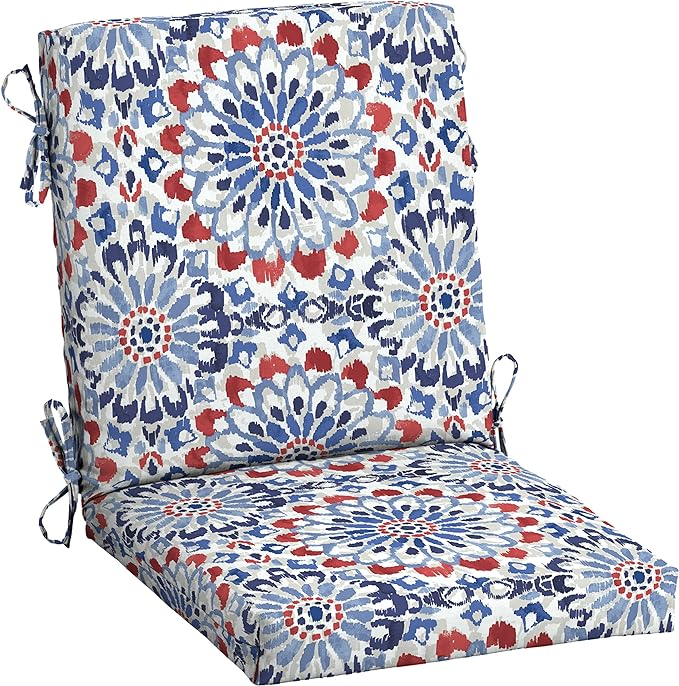 Arden Outdoor Midback Chair Cushion, 18 x 16.5, Clark Blue