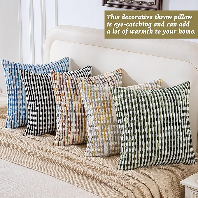 AmHoo Boho Chenille Pillow Cover Decorative Tufted Pillowcase for Couch Bed Sofa Bedroom Living Room Modern 18 x 18-Inch Sage Green