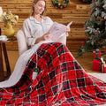 Heated Electric Blanket Full Size,72X84 Heating Blanket,Red Plaid Soft Sherpa Blankets Warmer Gift for Grandma Women Adult,Fast Heating Washable