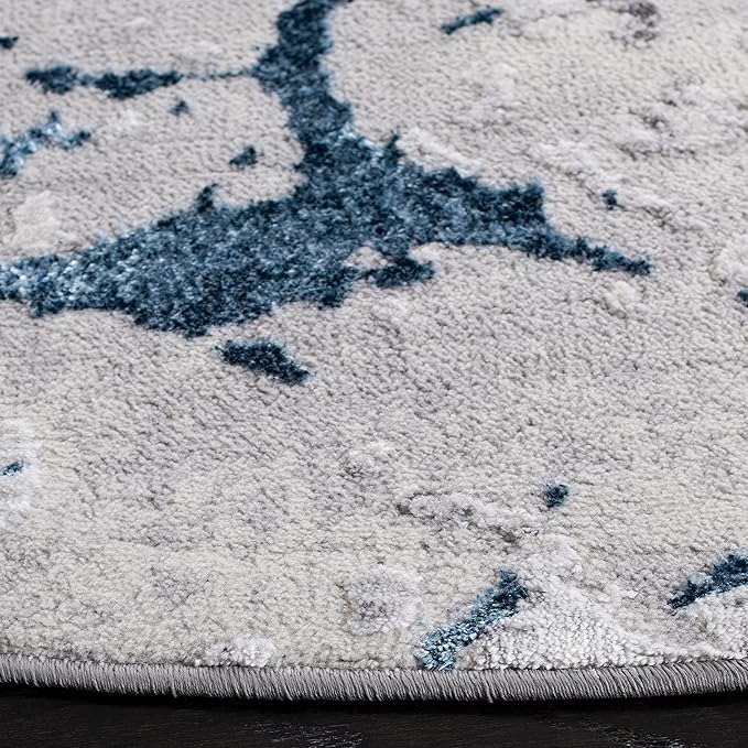 SAFAVIEH Amelia Collection 3' Round Grey/Blue ALA293F Modern Abstract Non-Shedding Living Room Dining Bedroom Foyer Area Rug