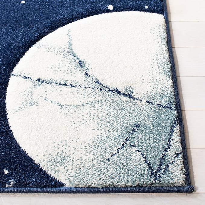 SAFAVIEH Carousel Kids Collection Area Rug - 9' x 12', Navy & Ivory, Non-Shedding & Easy Care, Ideal for High Traffic Areas for Boys & Girls in Playroom, Nursery, Bedroom (CRK103N)