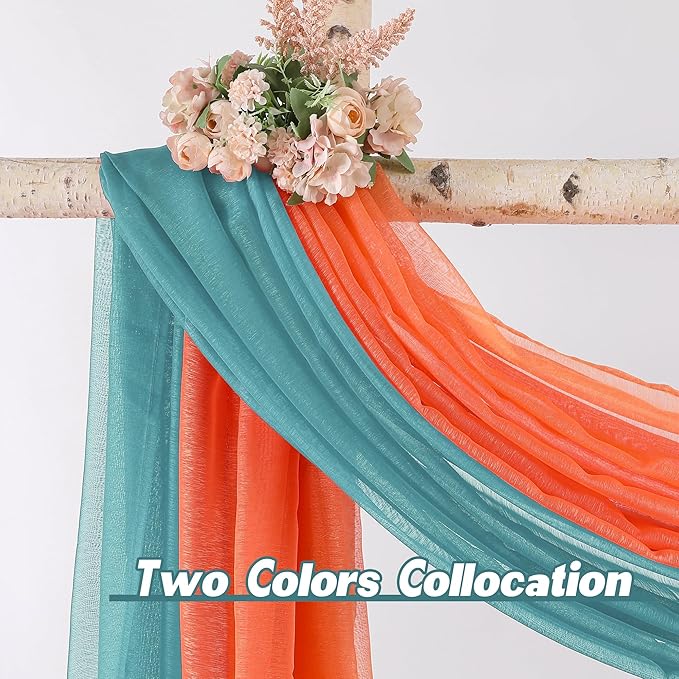 DONREN Teal Window Scarf for Outdoor Decoration - Add Luxury Beautiful Elegant Effect to Curtain Panels (1 Panel, 52 x 216 Inches Long)