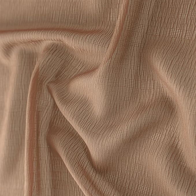 Mocha Pinch Pleated Curtains 84 Inch Length for Living Room Farmhouse Soft Textured Sheer Pleated Drapes with Ajustable Hooks for Bedroom, Mocha Moose, 42" W x 84" L, 2 Panels