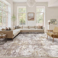 Washable 10X12 Area Rug: Modern Abstract Soft Non-Slip Indoor Rugs - Low Pile Stain Resistant Rug for Living Room Bedroom Dining Room Playroom Office(Golden Brown,10'x12')