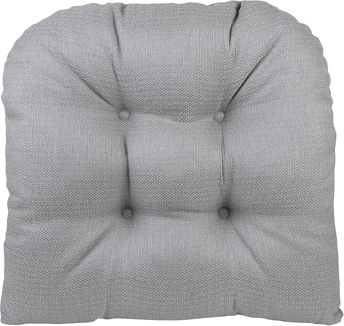 Klear Vu Gripper Overstuffed Universal Non-Slip Dining Chair Cushions for Kitchen Decor or Office Use, U-Shaped Skid-Proof Seat Pad, 17x17 Inches, 2 Count (Pack of 1), Solid Gray
