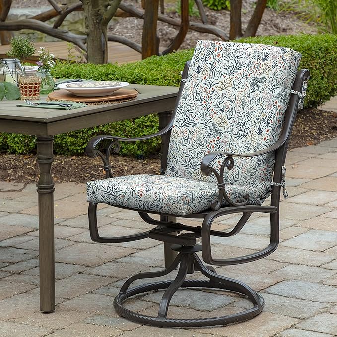 Arden Outdoor Dining Chair Cushion, 20 in x 20 in, Weather-Proof, Rain-Proof, Fade Resistant Patio Cushion for Patio, Dining, or Rocking Chairs 20 x 20, Pistachio Botanical