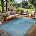 Washable Indoor Outdoor Rug Weather Resistant Carpet Modern Solid for Porch Deck Balcony Backyard Patio Rug 8x10 Aqua Blue