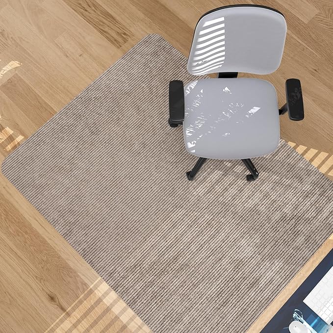 Placoot Desk Chair Mat for Hardwood Floor Corduroy Surface 1/6" Thick 55"x35" Chair Mat for Rolling Chairs-100% Large Anti-Slip Backing Under Desk Low-Pile Office Rug Floor Mat for Office/Home