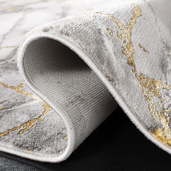 SAFAVIEH Craft Collection Accent Rug - 2'7" x 5', Grey & Gold, Modern Abstract Design, Non-Shedding & Easy Care, Ideal for High Traffic Areas in Entryway, Living Room, Bedroom (CFT877F)