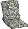 Arden Outdoor Dining Chair Cushion, 20 x 20, Rain-Proof, Fade Resistant, Black Aurora Damask