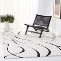 SAFAVIEH Florida Shag Collection Area Rug - 6'7" Square, Ivory & Black, Non-Shedding & Easy Care, 1.2-inch Thick Ideal for High Traffic Areas in Living Room, Bedroom (SG471-1290)