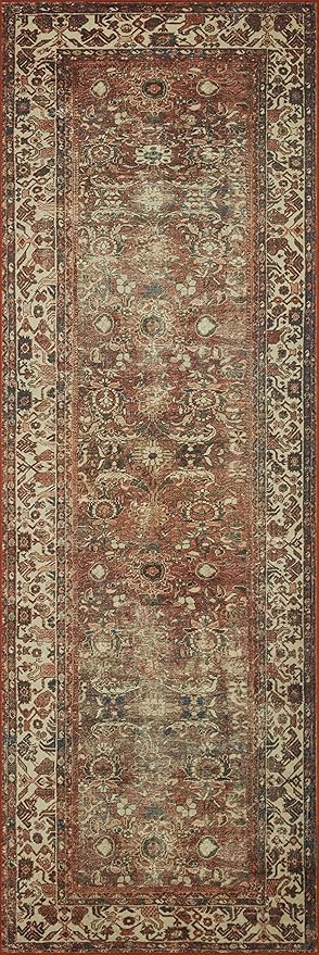 Loloi Magnolia Home by Joanna Gaines Banks Collection BAN-04 Brick/Ivory 2'-6" x 7'-6", .13" Pile Height, Machine Washable, Runner Rug