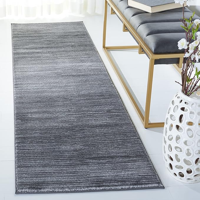 SAFAVIEH Vision Collection Runner Rug - 2'2" x 8', Grey, Modern Ombre Design, Non-Shedding & Easy to Clean, Ideal for Entryway, Foyer, Bedroom, Hallway (VSN606D)