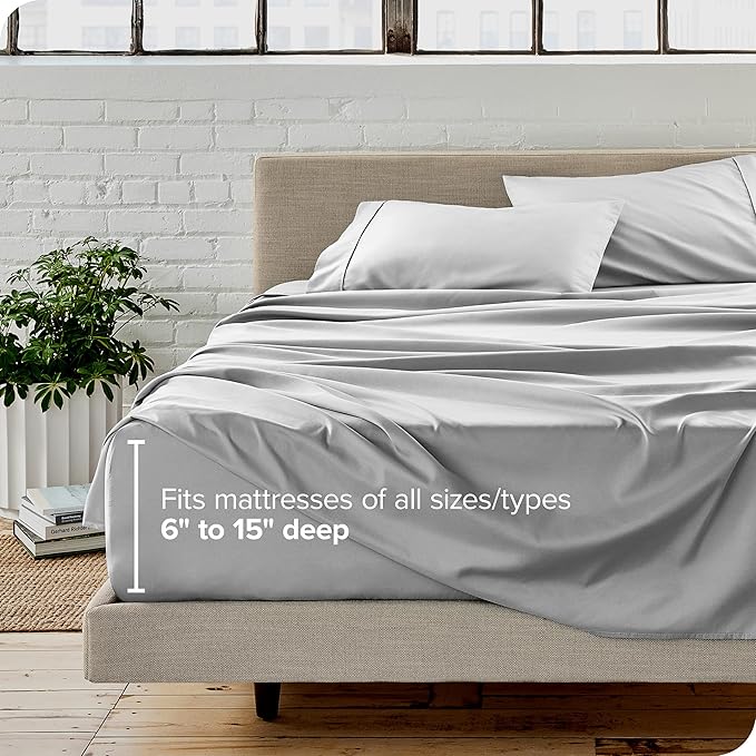 Bare Home Full XL Sheet Set - Luxury 1800 Ultra-Soft Microfiber Full Extra Long Bed Sheets - Double Brushed - Deep Pockets - Easy Fit - 4 Piece Set - Bedding Sheets & Pillowcases (Full XL, Cloud Grey)