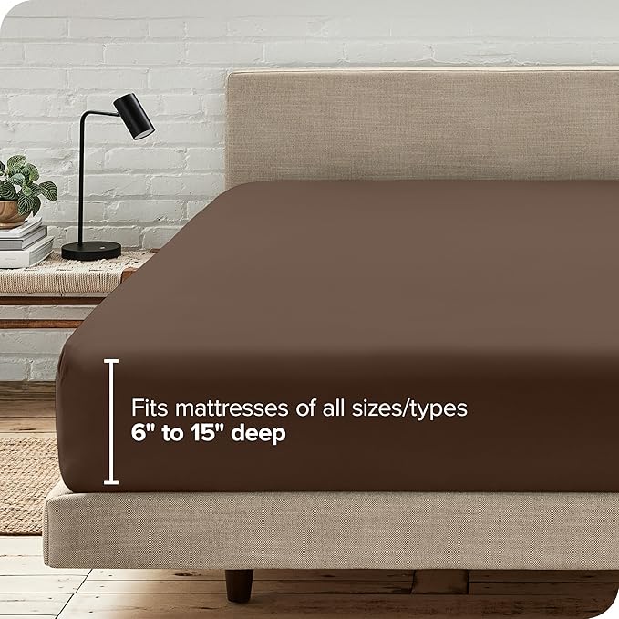 Fitted Bottom Sheet King Size - Premium 1800 Microfiber - Ultra-Soft Hotel Luxury - Deep Pocket - Durable and Long Lasting - Fitted Sheet (King, Cocoa)