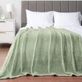 PAVILIA Sage Green Throw Blanket for Couch, Twin Bed, Soft Fleece Throws for Sofa Chair, Fuzzy Waffle Textured Blanket, Cozy Warm Lightweight All Season Blanket Throw, 60x80