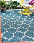 Unique Loom Outdoor Trellis Collection Area Rug (2' 2" x 3' 1" Rectangle, Teal/ Gray)
