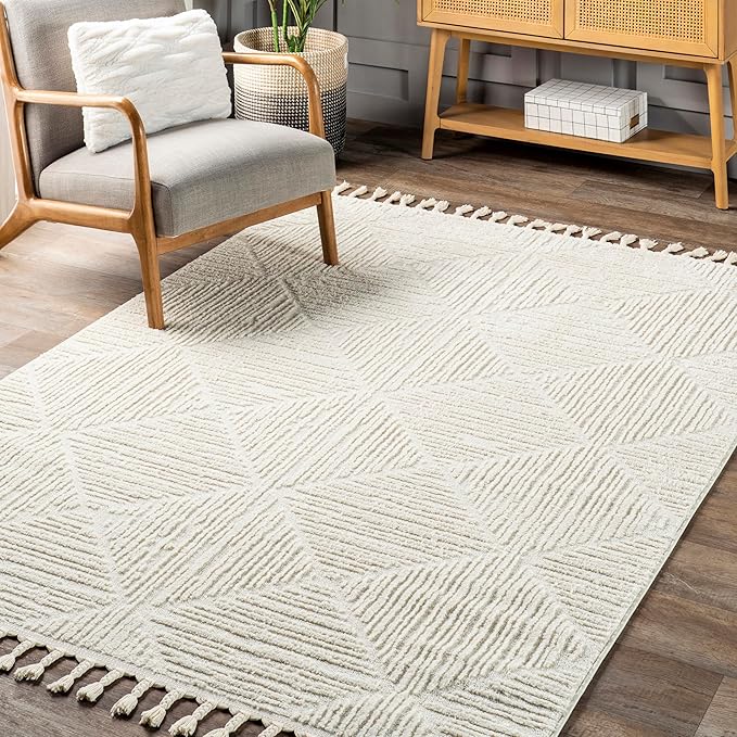 nuLOOM Kerry Cream, 2' x 3', Geometric, Soft and Cozy, High Traffic, Stain Resistant, Easy Clean, Durable Area Rug for Bedroom, Living Room, Dining Space, Den, Foyer, Entryway